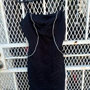 Elegant Black Dress with Gray Accents